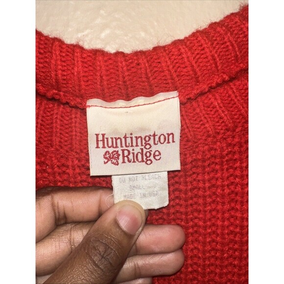Huntington Ridge Red Knit Sweater Womens Small Acrylic Made in USA Pullover - Picture 2 of 5
